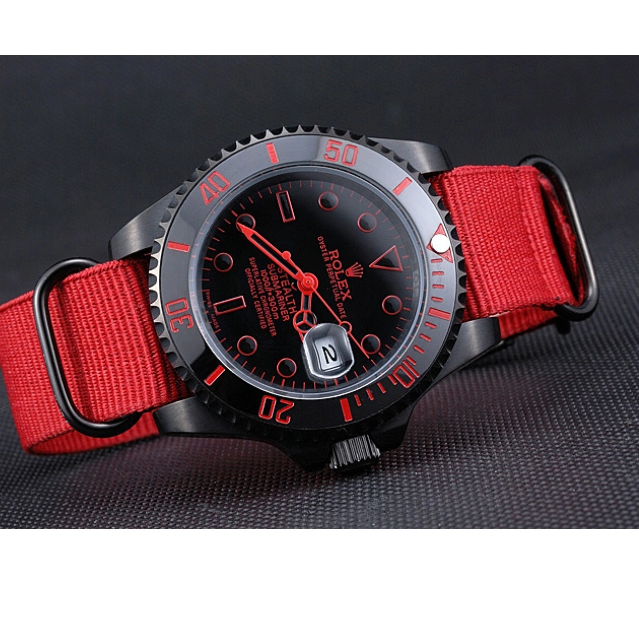 MiroTime 0710 Rolex Stealth Submariner Red Nylon Strap 622010